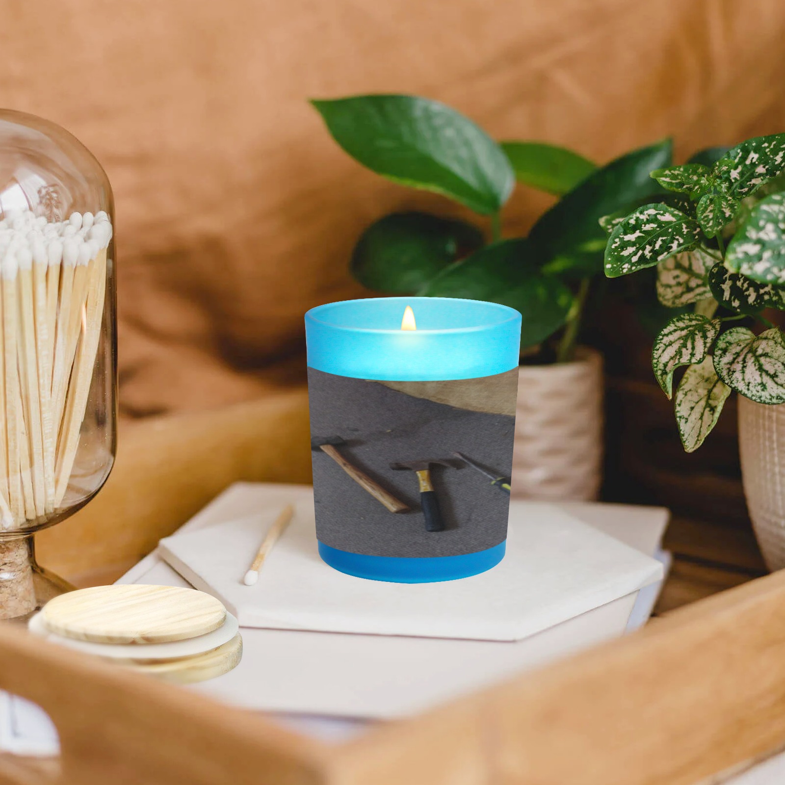 My DIY project in WV Blue Glass Candle Cup (Wood Sage & Sea Salt)