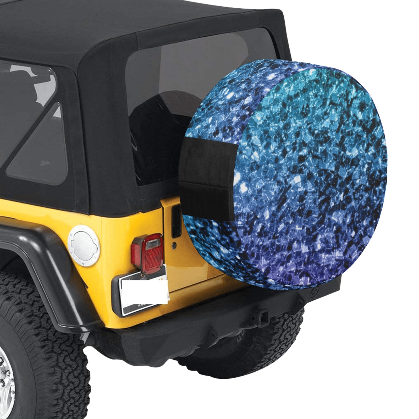 Aqua blue ombre faux glitter sparkles 34 Inch Spare Tire Cover