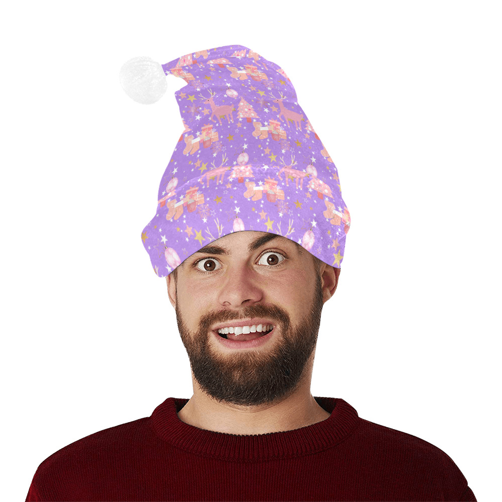 Pink and Purple and Gold Christmas Design Santa Hat