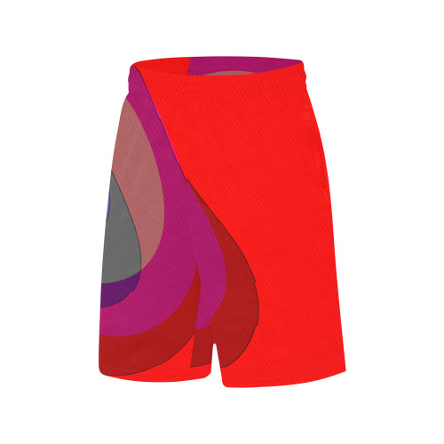 Red Abstract 714 All Over Print Basketball Shorts with Pocket