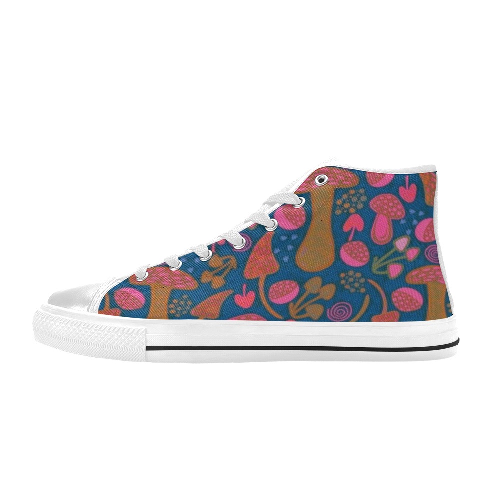 Unique Mushroom Pattern High Top Canvas Shoes for Kid (Model 017)