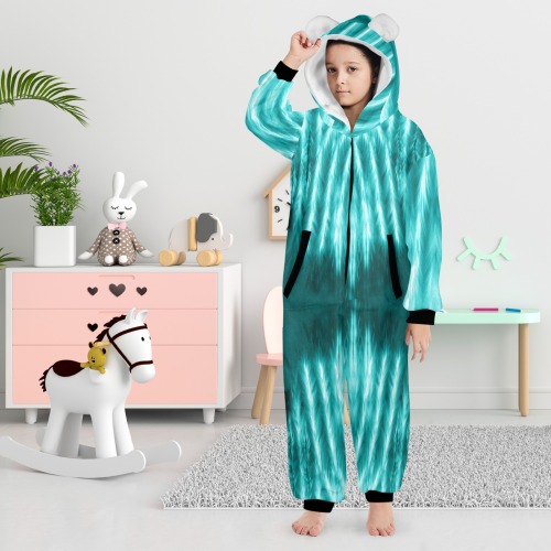 foulard angel 17 One-Piece Zip Up Hooded Pajamas for Big Kids