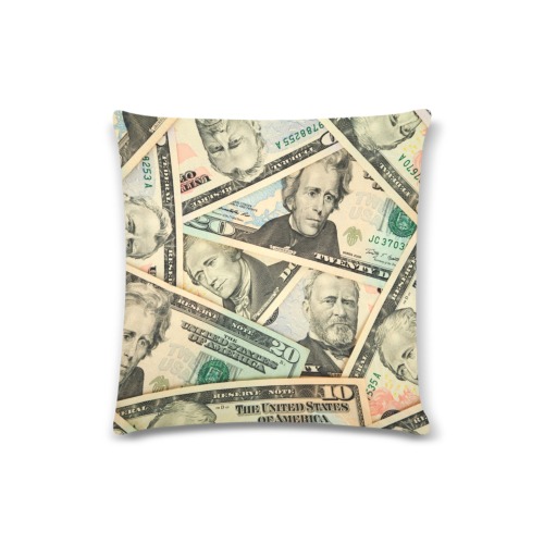 US PAPER CURRENCY Custom Zippered Pillow Case 16"x16" (one side)