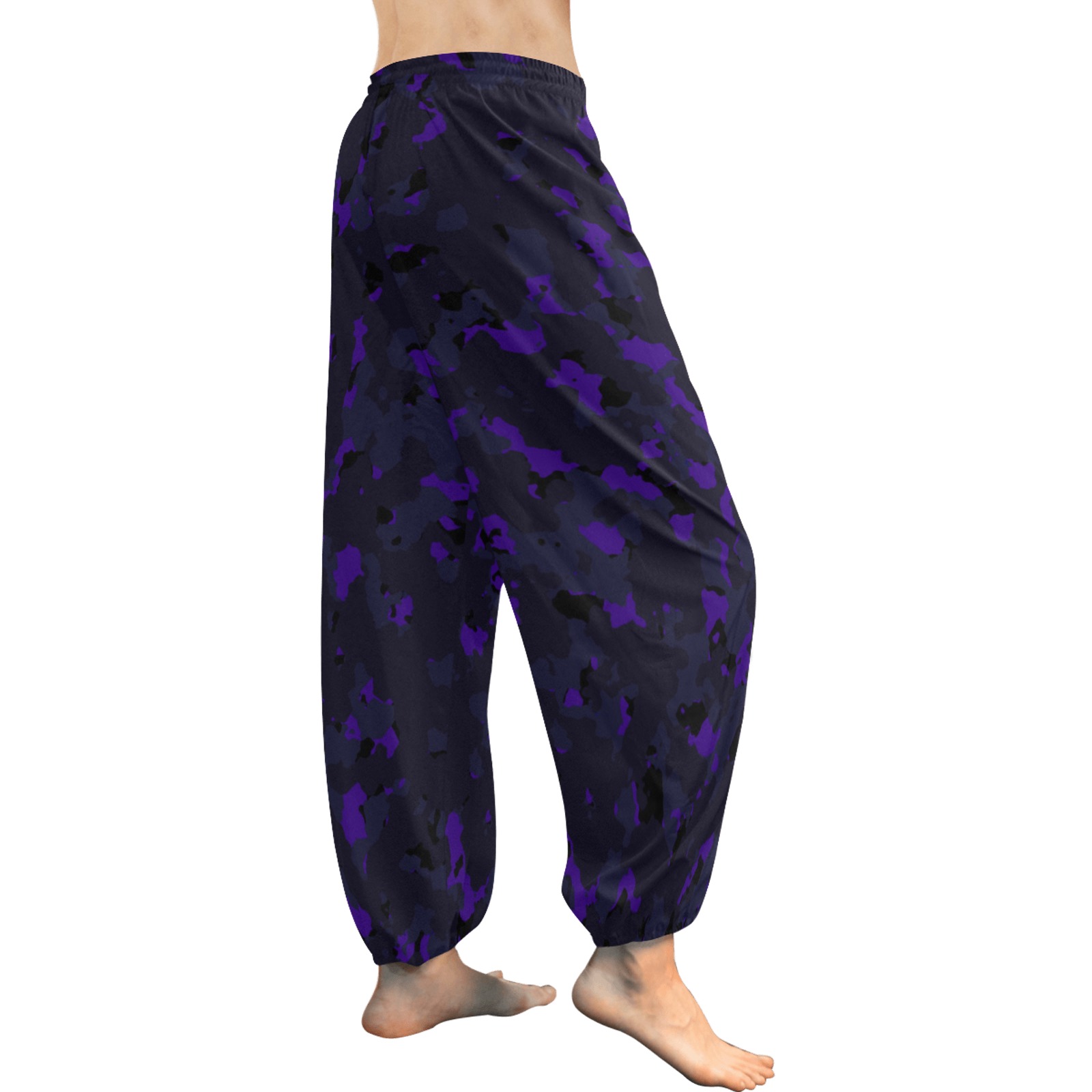 darkpurplecamo1 Women's All Over Print Harem Pants (Model L18)