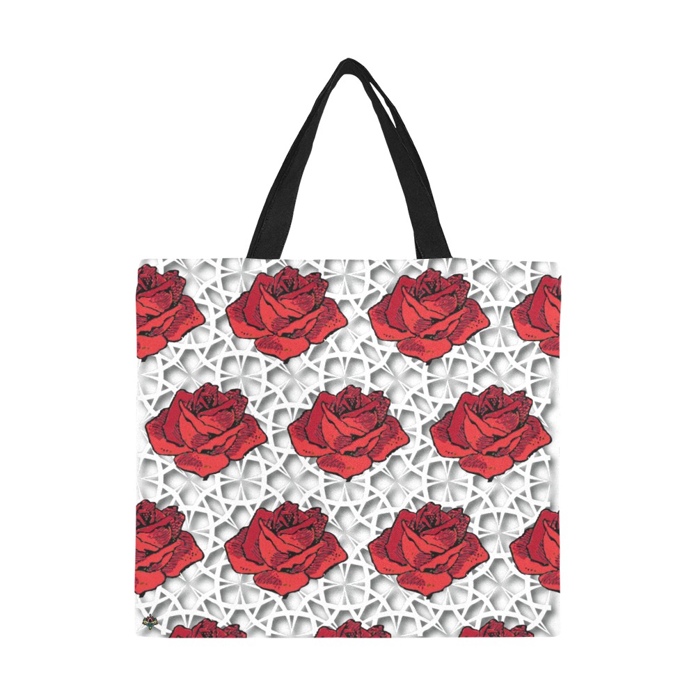 Spanish Rose - red and white All Over Print Canvas Tote Bag/Large (Model 1699)