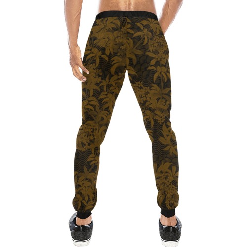 Kinmo Gold Floral Men's All Over Print Sweatpants (Model L11)