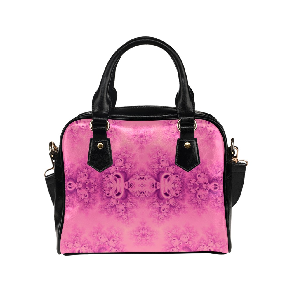 Pink Morning Frost Fractal Shoulder Handbag (Model 1634)