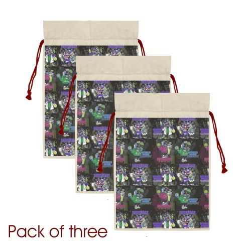 wwcfam 3 Pack Santa Claus Drawstring Bags (One-Sided Printing)