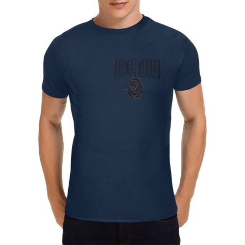 Aromatherapy Apparel Black rose T-Shirt Blue Men's T-Shirt in USA Size (Front Printing Only)