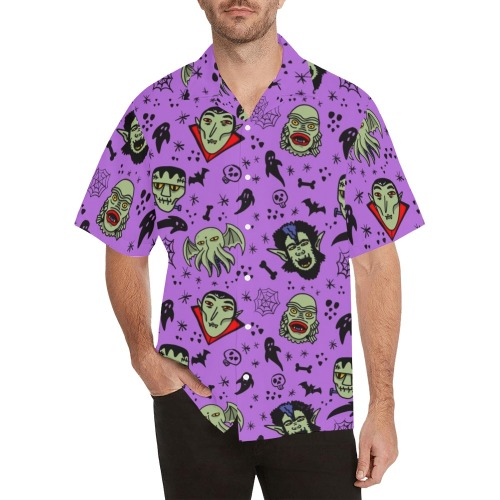 Pattern-Mostri Hawaiian Shirt with Merged Design (Model T58)