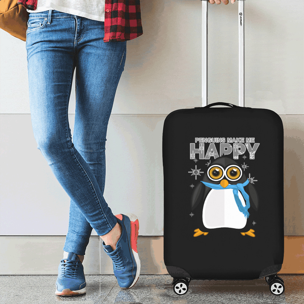 Penguins Make Me Happy Luggage Cover/Small 18"-21"