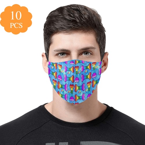 Pride Bones Pop Art by Nico Bielow 3D Mouth Mask with Drawstring (Pack of 10 & 20 Filters Included) (Model M04)