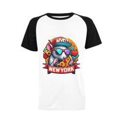NYC RAT EATING NEW YORK PIZZA 2 Men's Raglan T-shirt (USA Size) (Model T11)