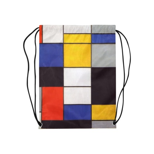 Composition A by Piet Mondrian Medium Drawstring Bag Model 1604 (Twin Sides) 13.8"(W) * 18.1"(H)
