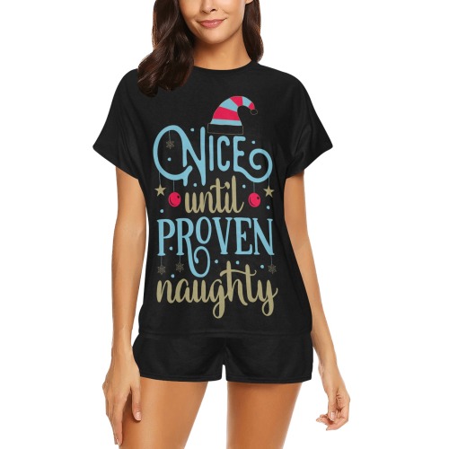 Nice Until Proven Naughty Women's Short Pajama Set