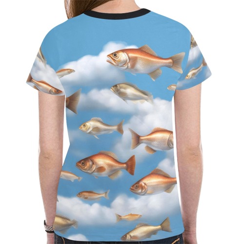 Raining Fish New All Over Print T-shirt for Women (Model T45)