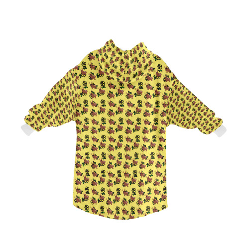 cute deer pattern yellow Blanket Hoodie for Kids