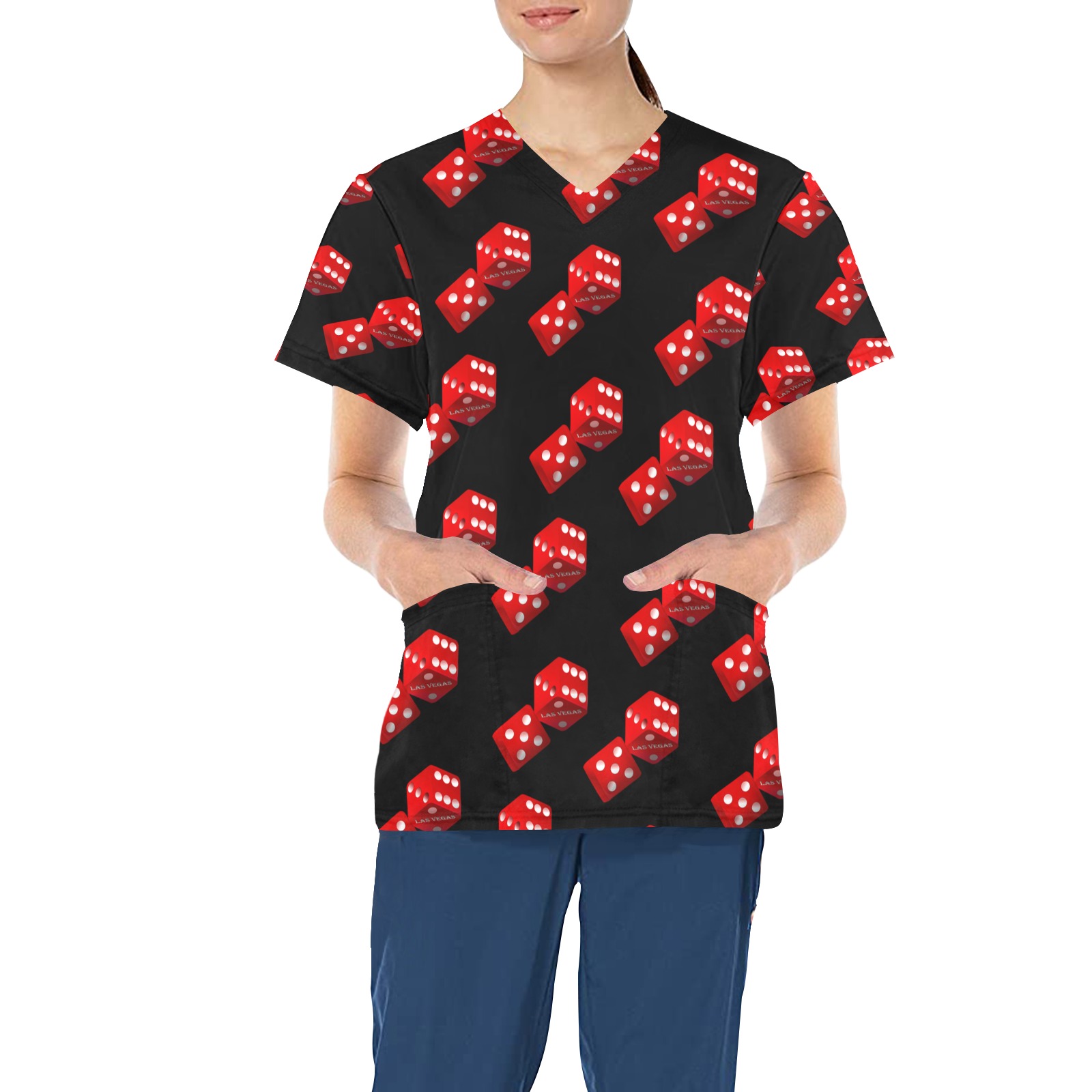 Las Vegas Craps Dice Black All Over Print Scrub Top ID D6112767