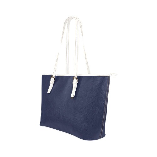 Navy White Leather Tote Bag/Large (Model 1651)