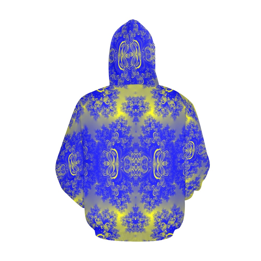 Sunlight and Blueberry Plants Frost Fractal All Over Print Hoodie for Men (USA Size) (Model H13)