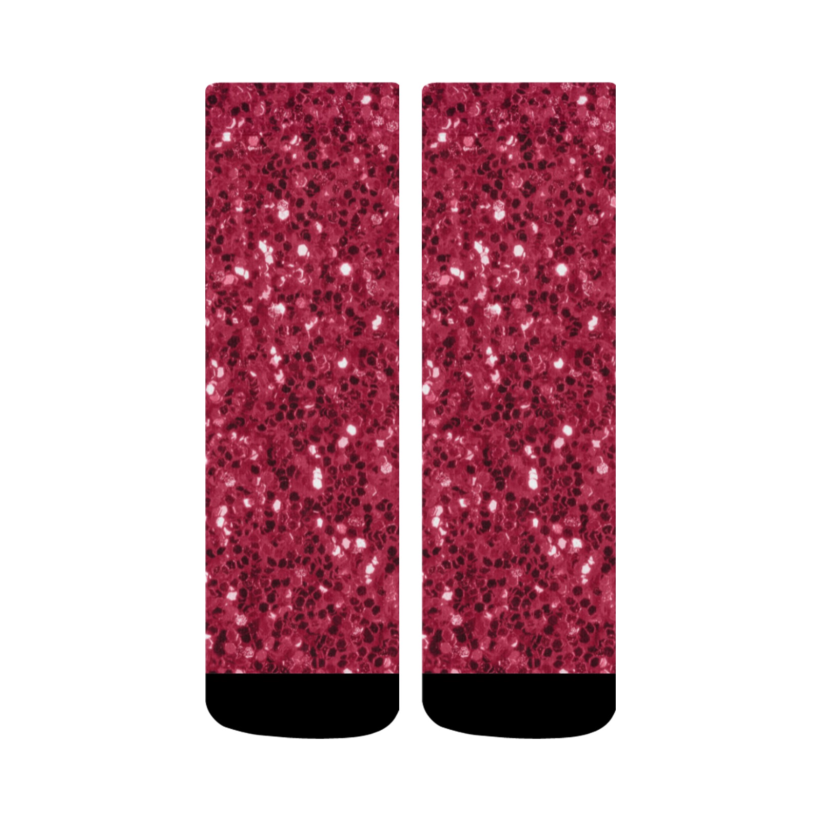 Magenta dark pink red faux sparkles glitter Crew Socks