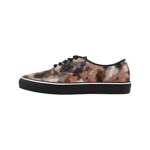 Black, Gray and Brown Paint Splatter Classic Women's Canvas Low Top Shoes (Model E001-4)
