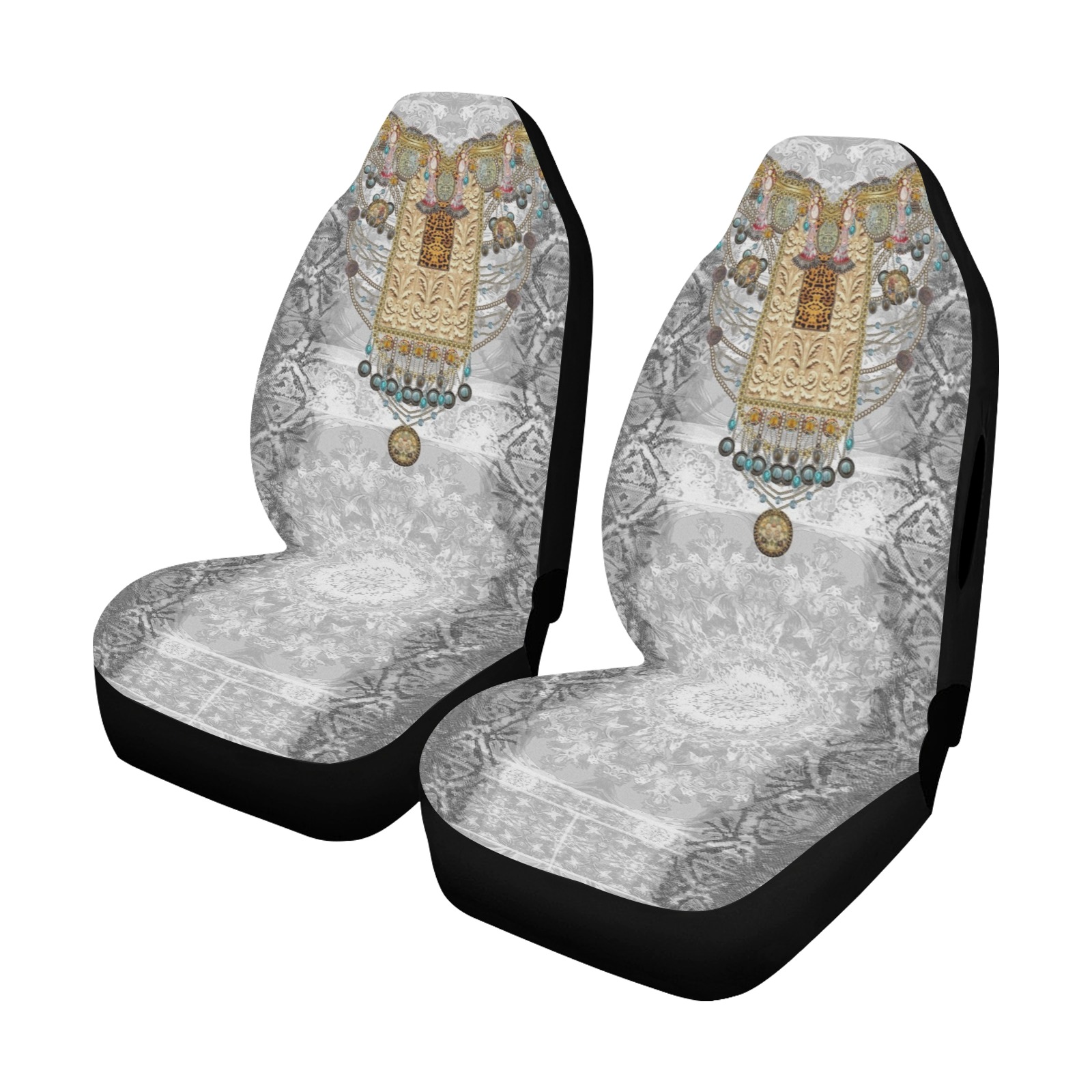 kaftan mandala earth  snake 8 gold neck front Car Seat Cover Airbag Compatible (Set of 2)