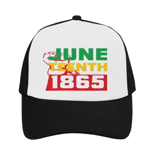 Juneteenth Big Text Blk trucker Trucker Hat