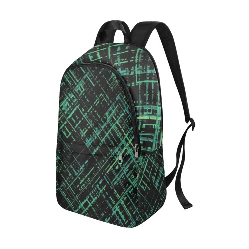 Criss-cross Pattern (Green/Black) Fabric Backpack for Adult (Model 1659)