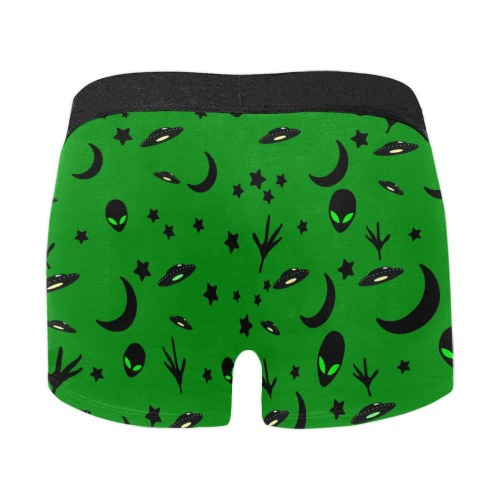 Aliens and Spaceships - Green Men's All Over Print Boxer Briefs (Model L10)