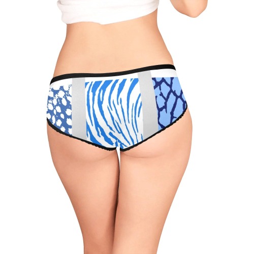 White and Blues Mixed Animal Print Women's All Over Print Girl Briefs (Model L14)
