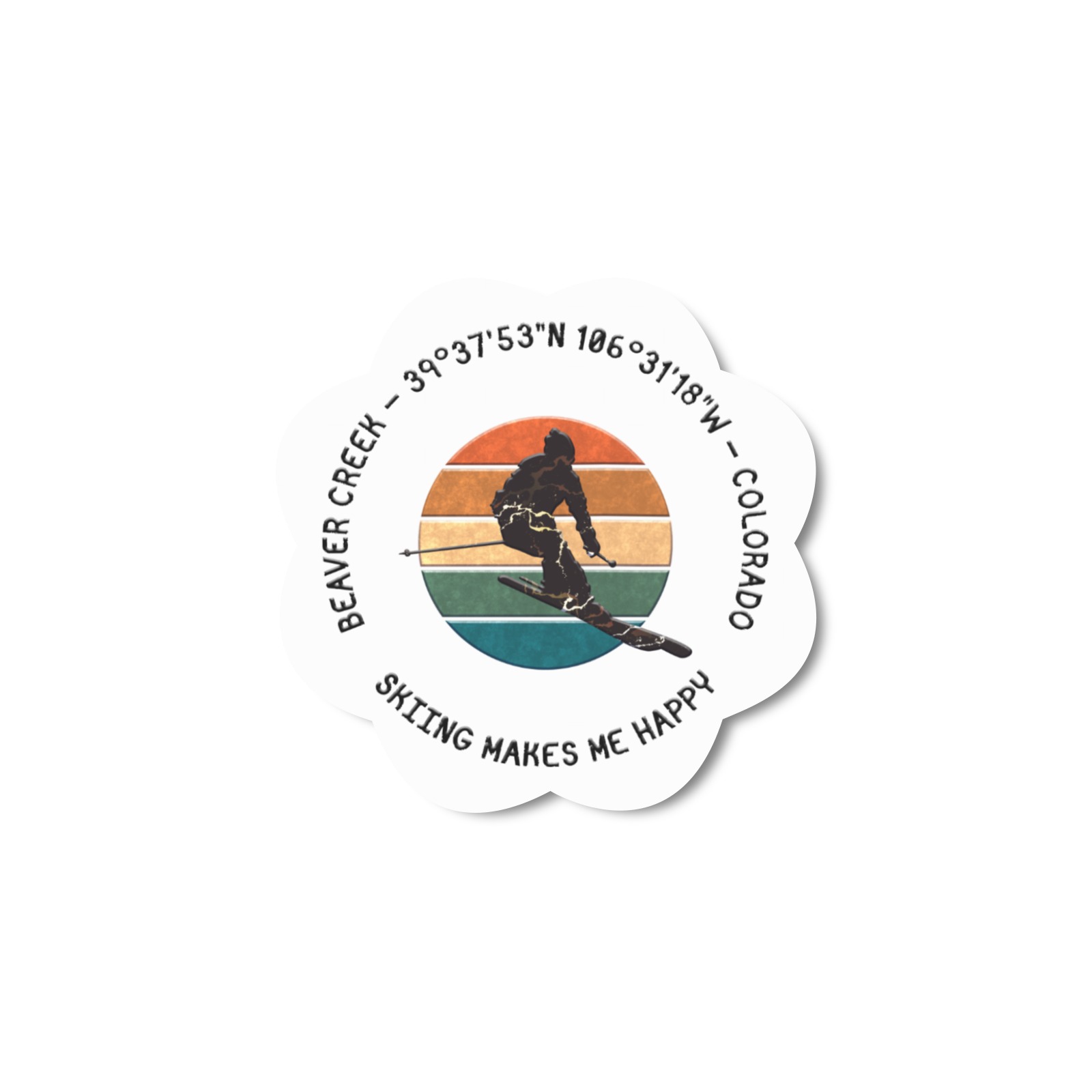 Ski Beaver Creek, Colorado - Man Skier, Black Text Flower-Shaped Fridge Magnet