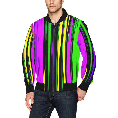 Mardi Gras Stripes All Over Print Bomber Jacket for Men (Model H31)