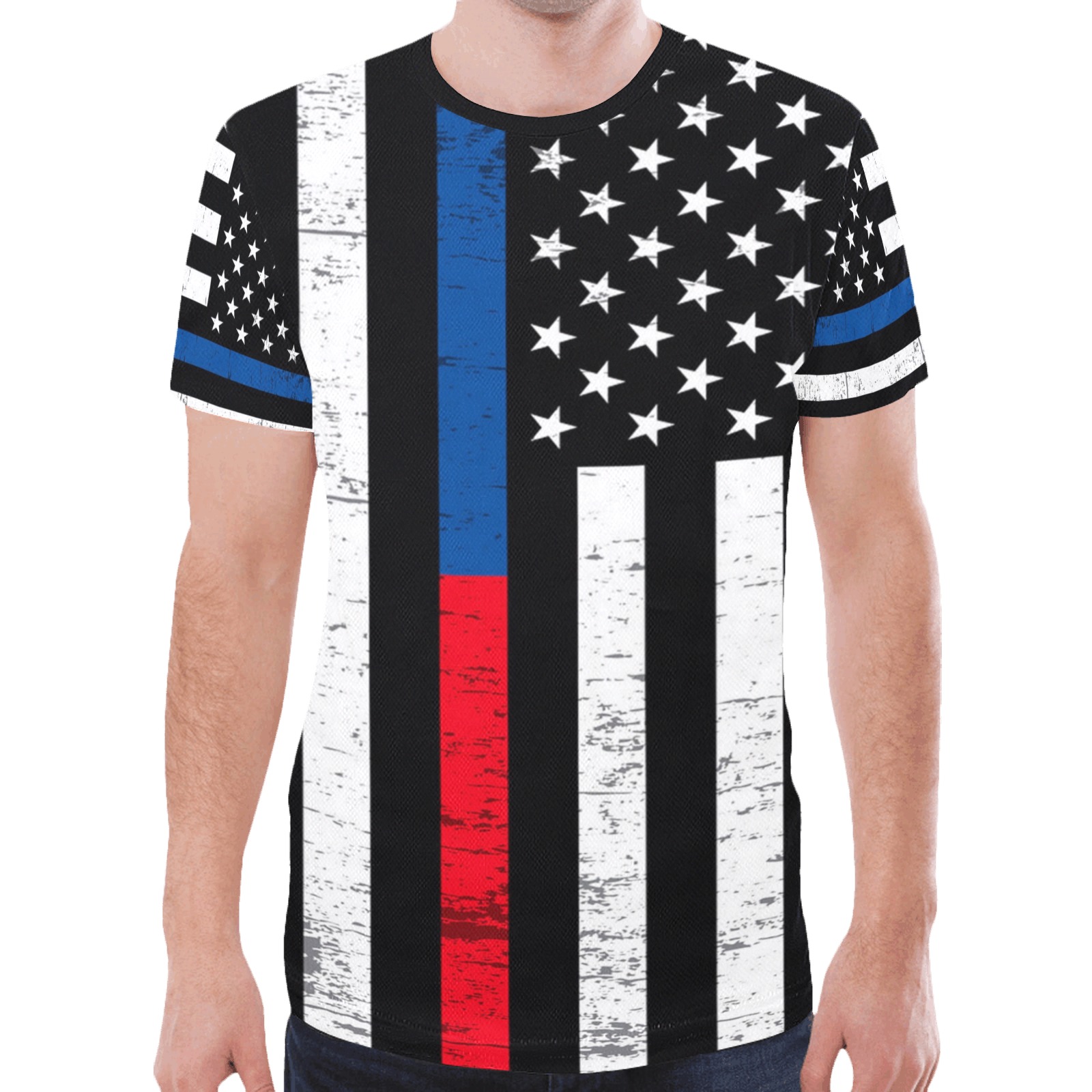 Firefighter & Police American Honor Flag Tee New All Over Print T-shirt for Men (Model T45)