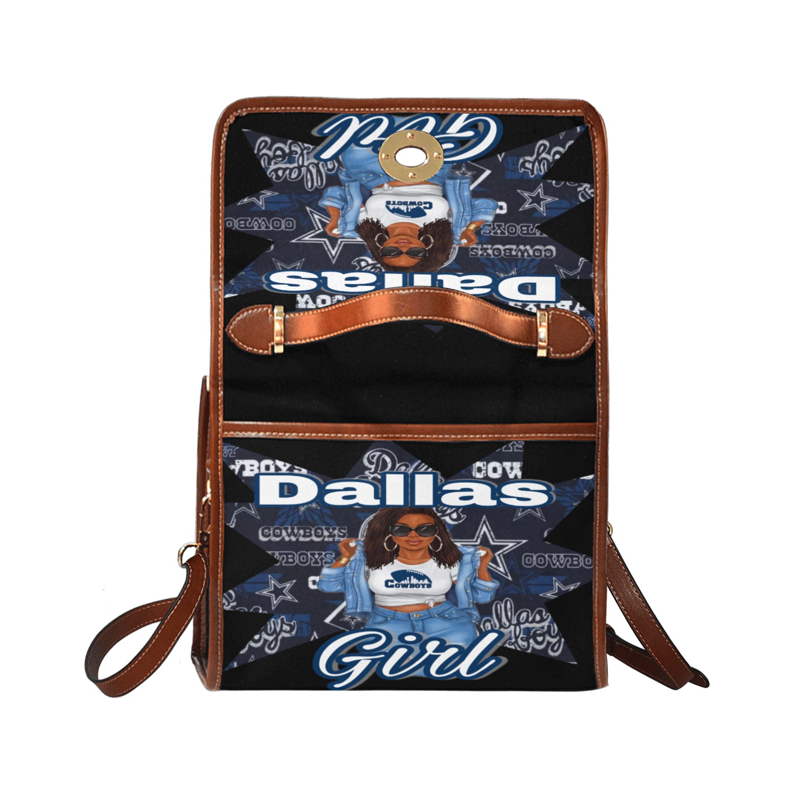 Dallasgirl Waterproof Canvas Bag-Brown (All Over Print) (Model 1641)
