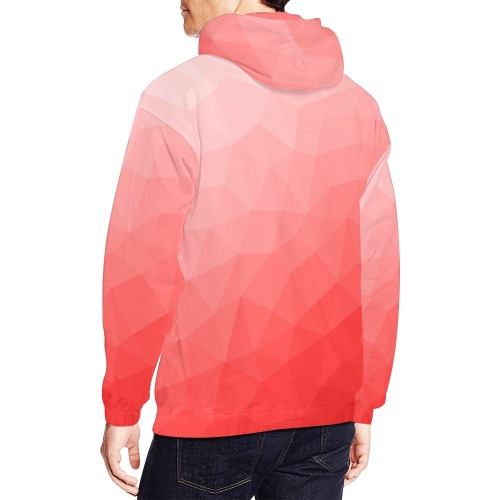 Red gradient geometric mesh pattern All Over Print Hoodie for Men (USA Size) (Model H13)