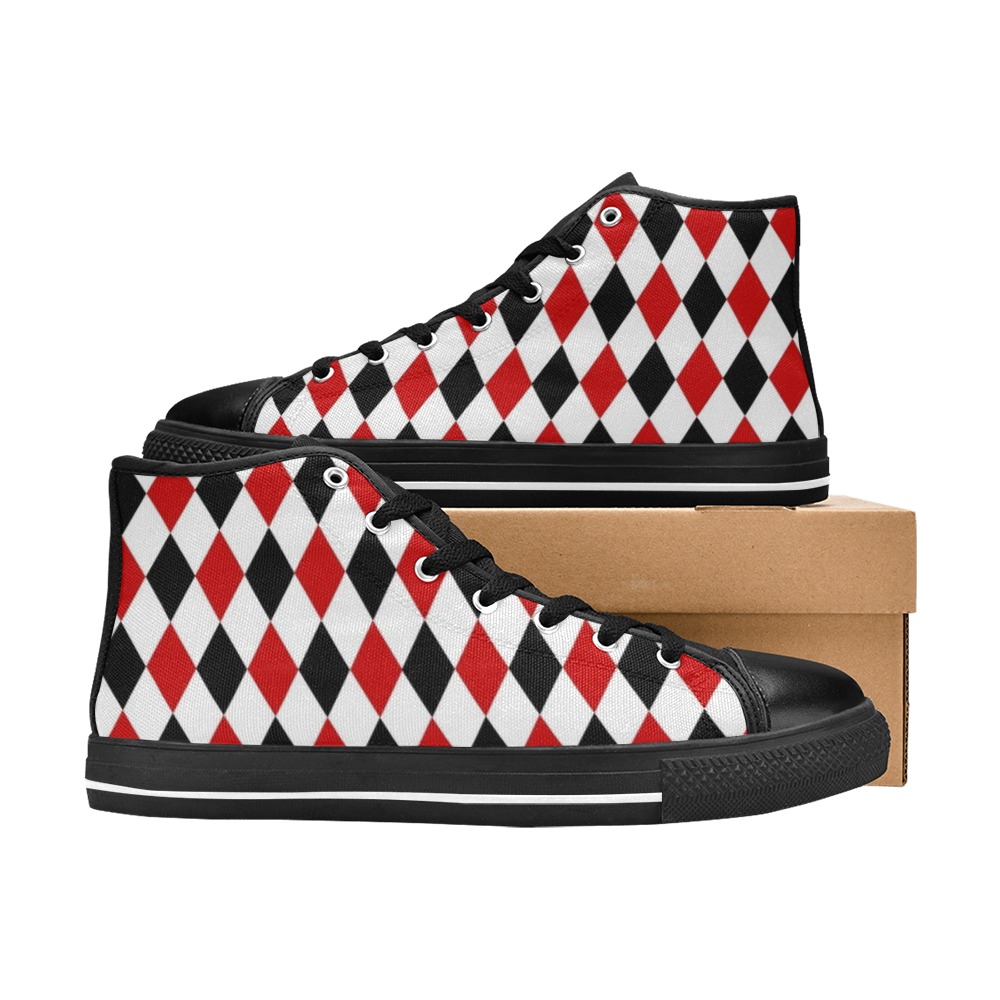 DIAMOND PATTERN High Top Canvas Shoes for Kid (Model 017)