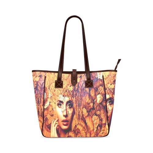 Lady with abstract background Tote Bag Classic Tote Bag (Model 1644)