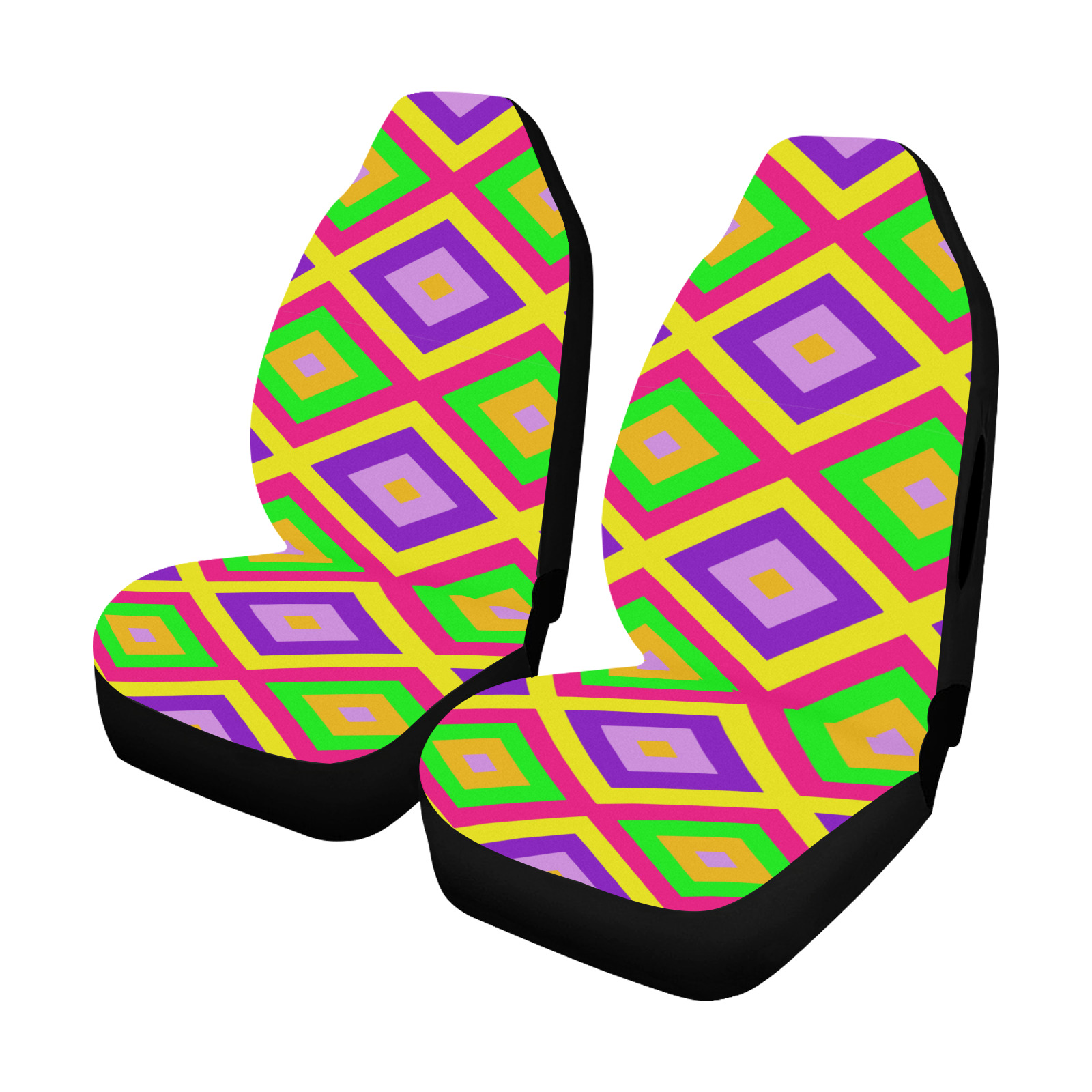 Happy Colors Seamless Diamond Pattern Car Seat Cover Airbag Compatible (Set of 2)