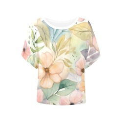 Watercolor Floral 1 Women's Batwing-Sleeved Blouse T shirt (Model T44)