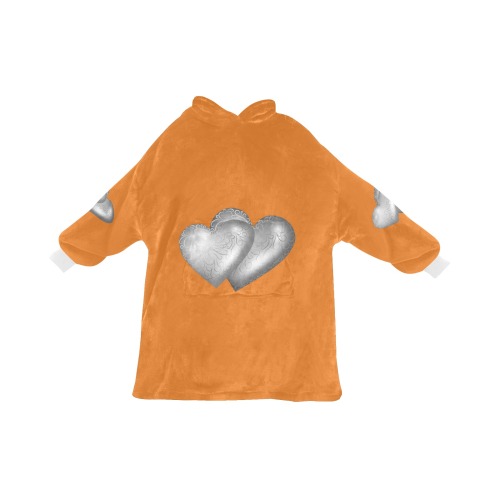 LOVE orange Blanket Hoodie for Kids