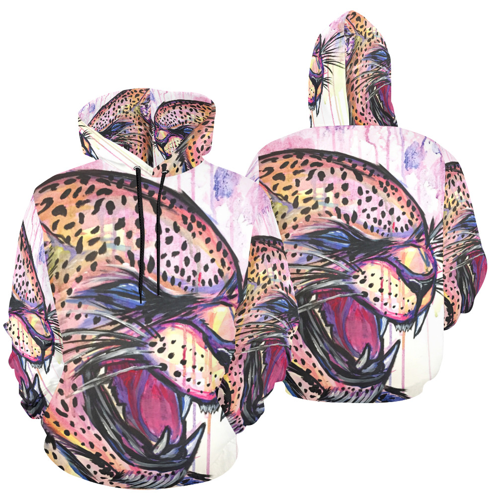 Leopard Scream All Over Print Hoodie for Men (USA Size) (Model H13)