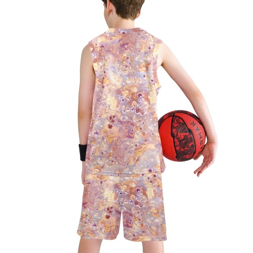 marbling 8-2 Boys' V-Neck Basketball Uniform