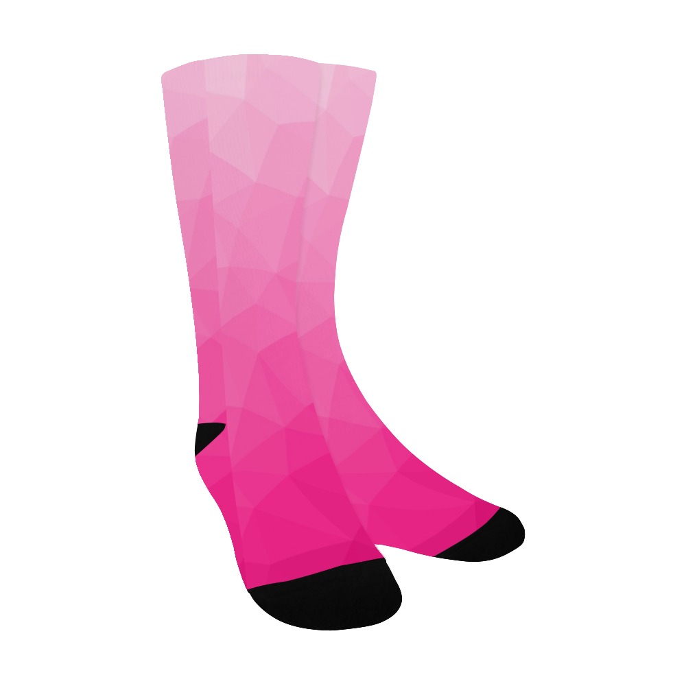 Hot pink gradient geometric mesh pattern Men's Custom Socks