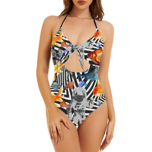 POINT OF ENTRY 2 Backless Hollow Out Bow Tie Swimsuit (Model S17)