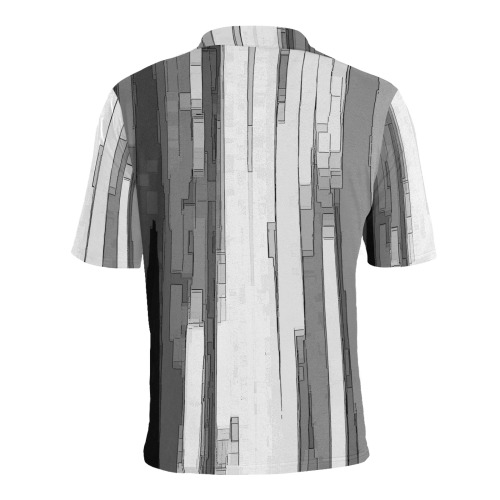 Greyscale Abstract B&W Art Men's All Over Print Polo Shirt (Model T55)