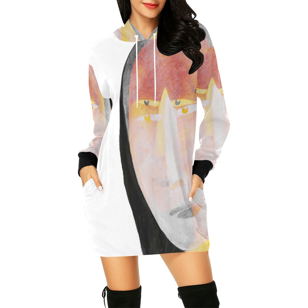 Designed by NUArty All Over Print Hoodie Mini Dress (Model H27)