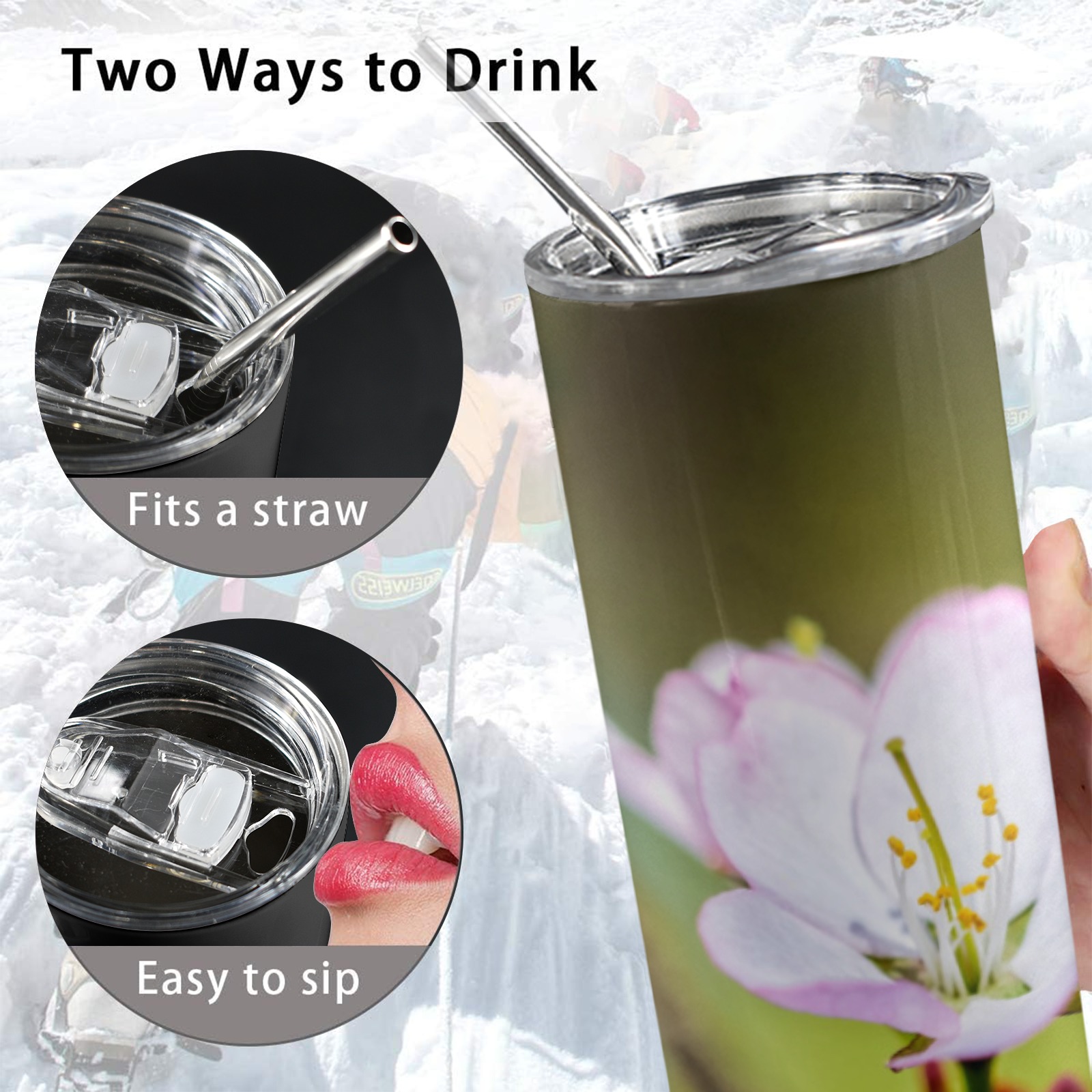 Pleasant sakura cherry flowers on a sunny day. 20oz Tall Skinny Tumbler with Lid and Straw