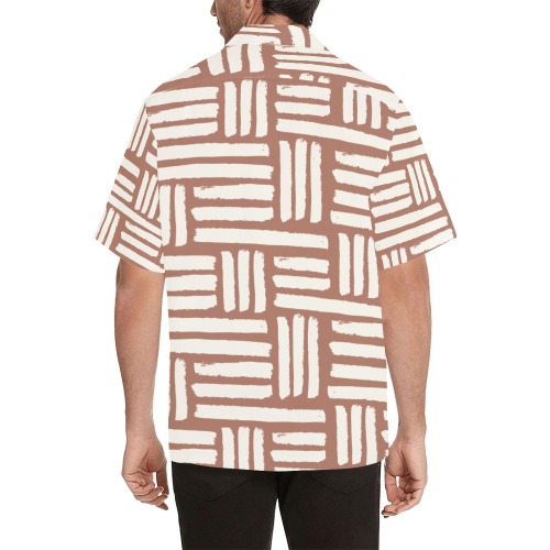 Abstract Beige Pattern Men’s Hawaiian Shirt Hawaiian Shirt with Merged Design (Model T58)