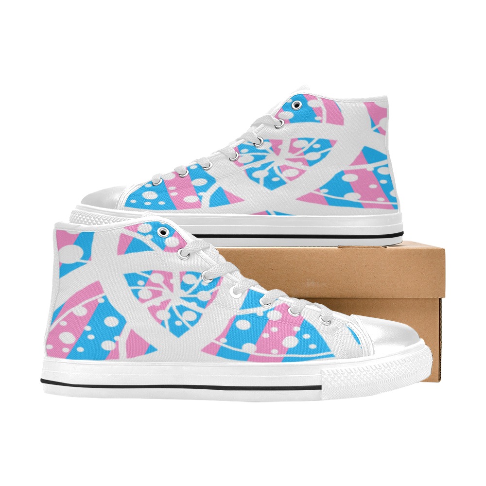 Blue and Pink Mens shoe Men’s Classic High Top Canvas Shoes (Model 017)